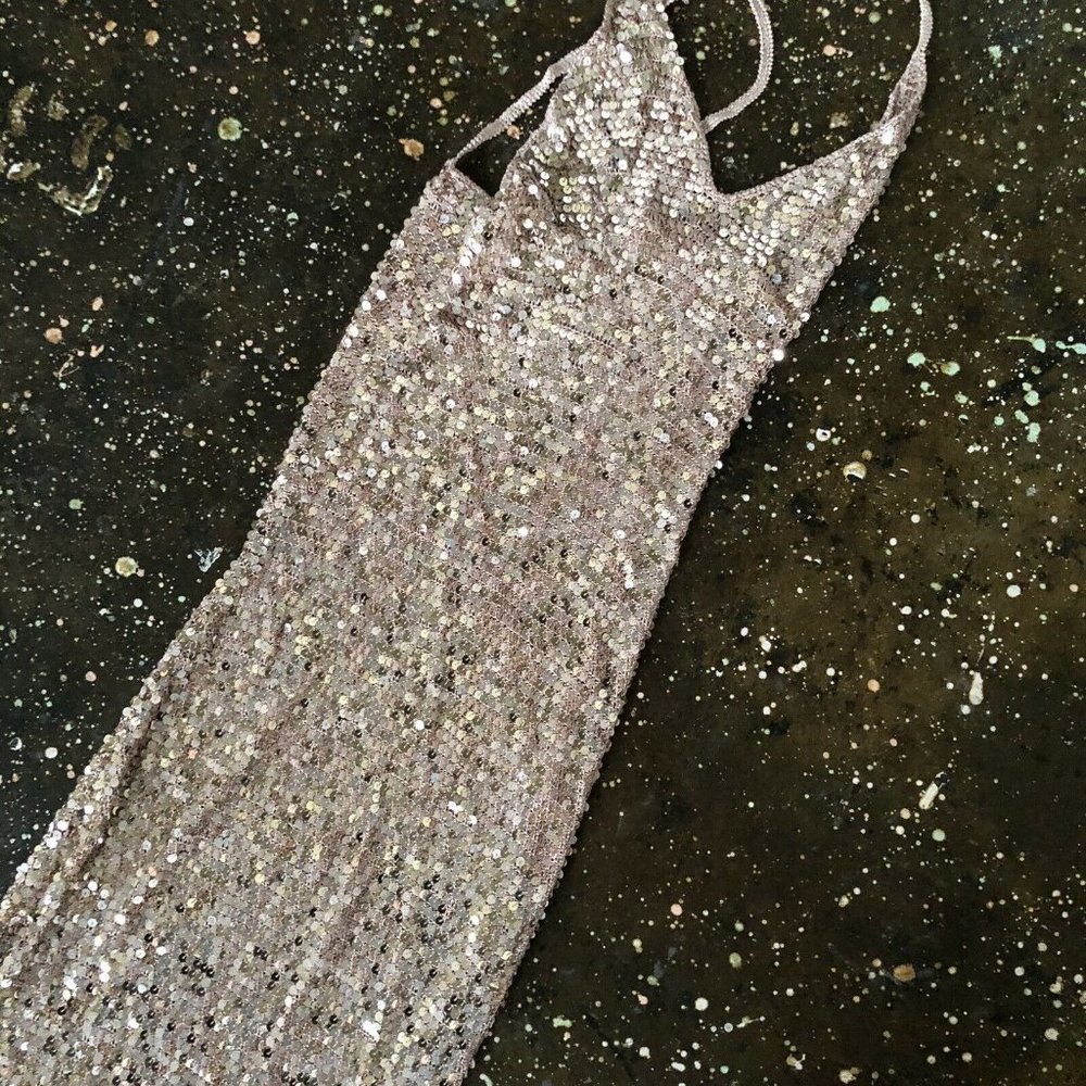 Retrofete Marie Dress Rose Gold Sequins Party - Picture 10 of 10